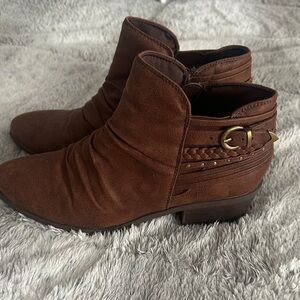 BareTraps Chestnut Ankle Booties with Buckle and zipper